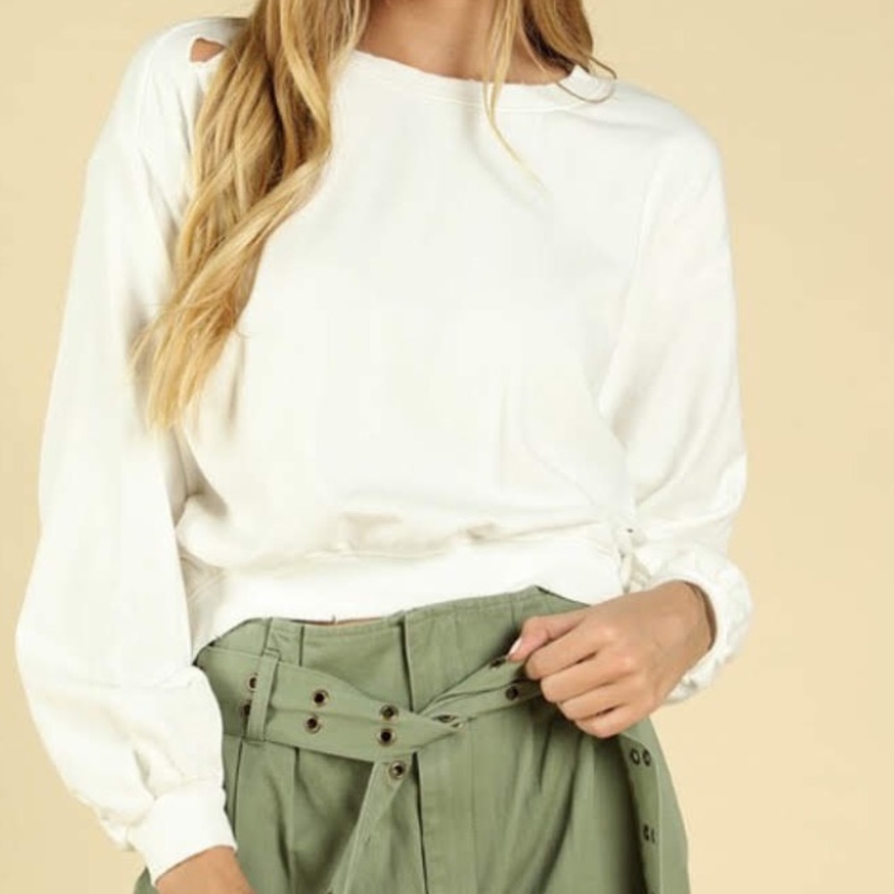 NWT White Crop Sweater - Picture 2 of 5